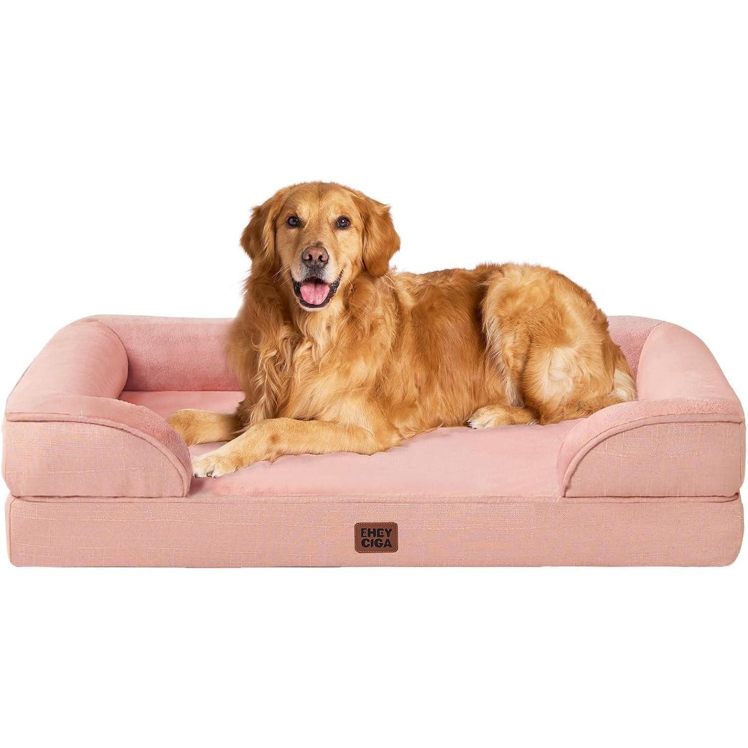 LuxusKollektion Hundebett Hundebett Orthopädisches Memoryfoam L 112 x B 81 x H 17.5 cm Rosa