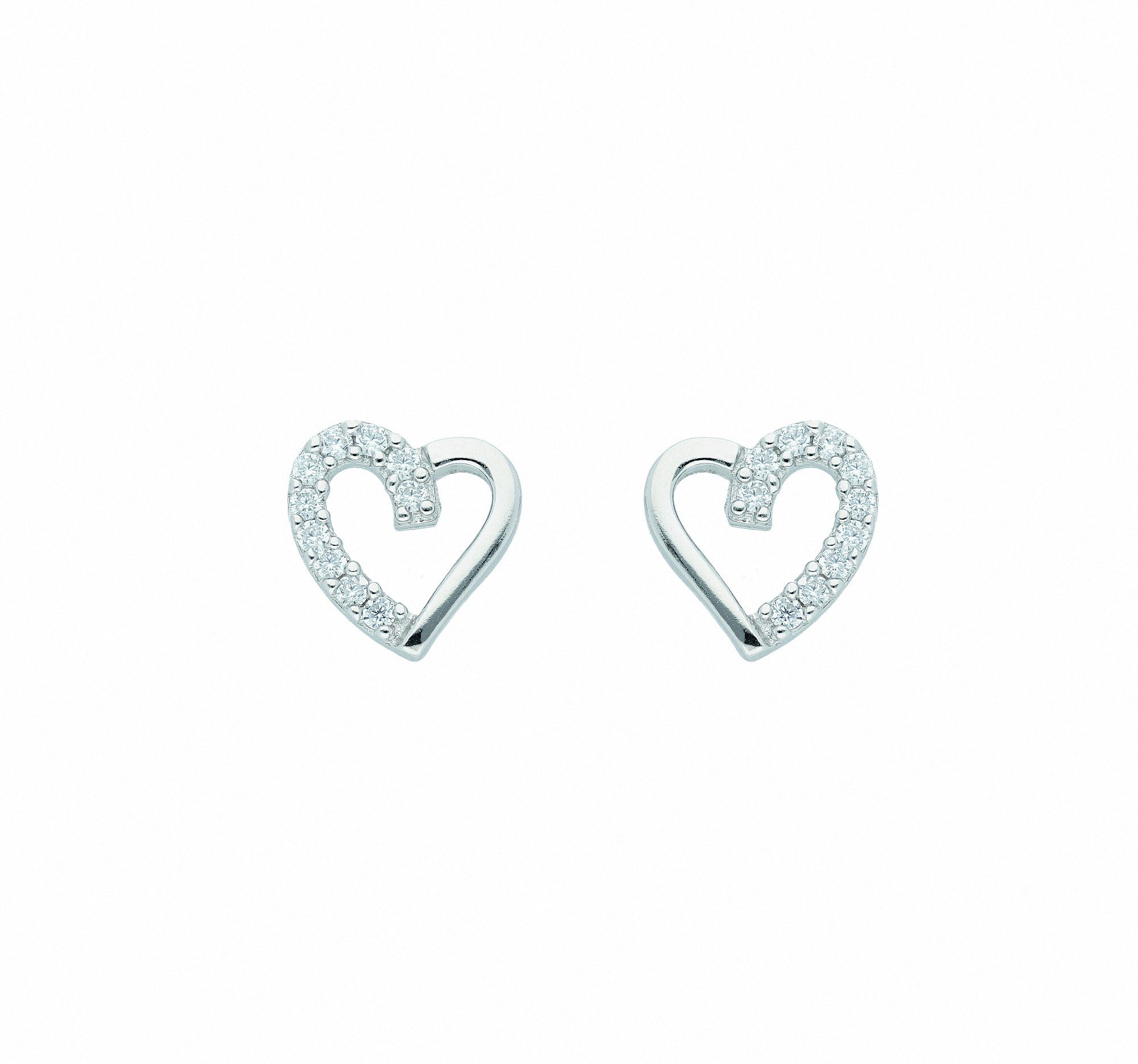 Damen Schmuck Adelia´s Paar Ohrhänger 1 Paar 925 Silber Ohrringe / Ohrstecker Herz mit Zirkonia, 925 Sterling Silber Silberschmu