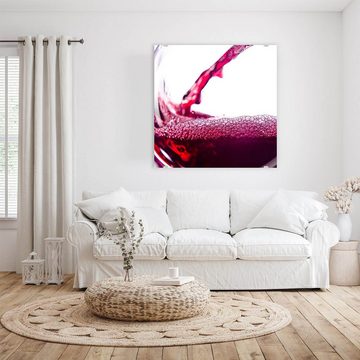 Primedeco Glasbild Wandbild Quadratisch Rotwein in Glas eingeschenkt mit Aufhängung, Getränke