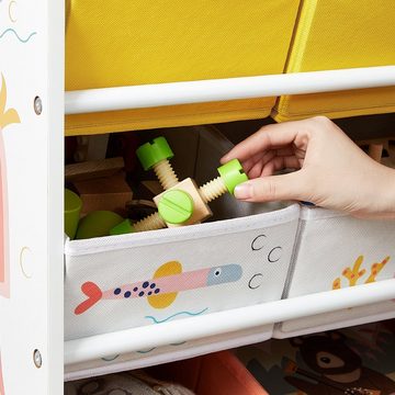 SONGMICS Spielzeugtruhe Kinderzimmerregal, mit 12 Stoffboxen