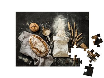 puzzleYOU Puzzle Rustikales Brot und Mehl, 48 Puzzleteile, puzzleYOU-Kollektionen Küche, Essen und Trinken