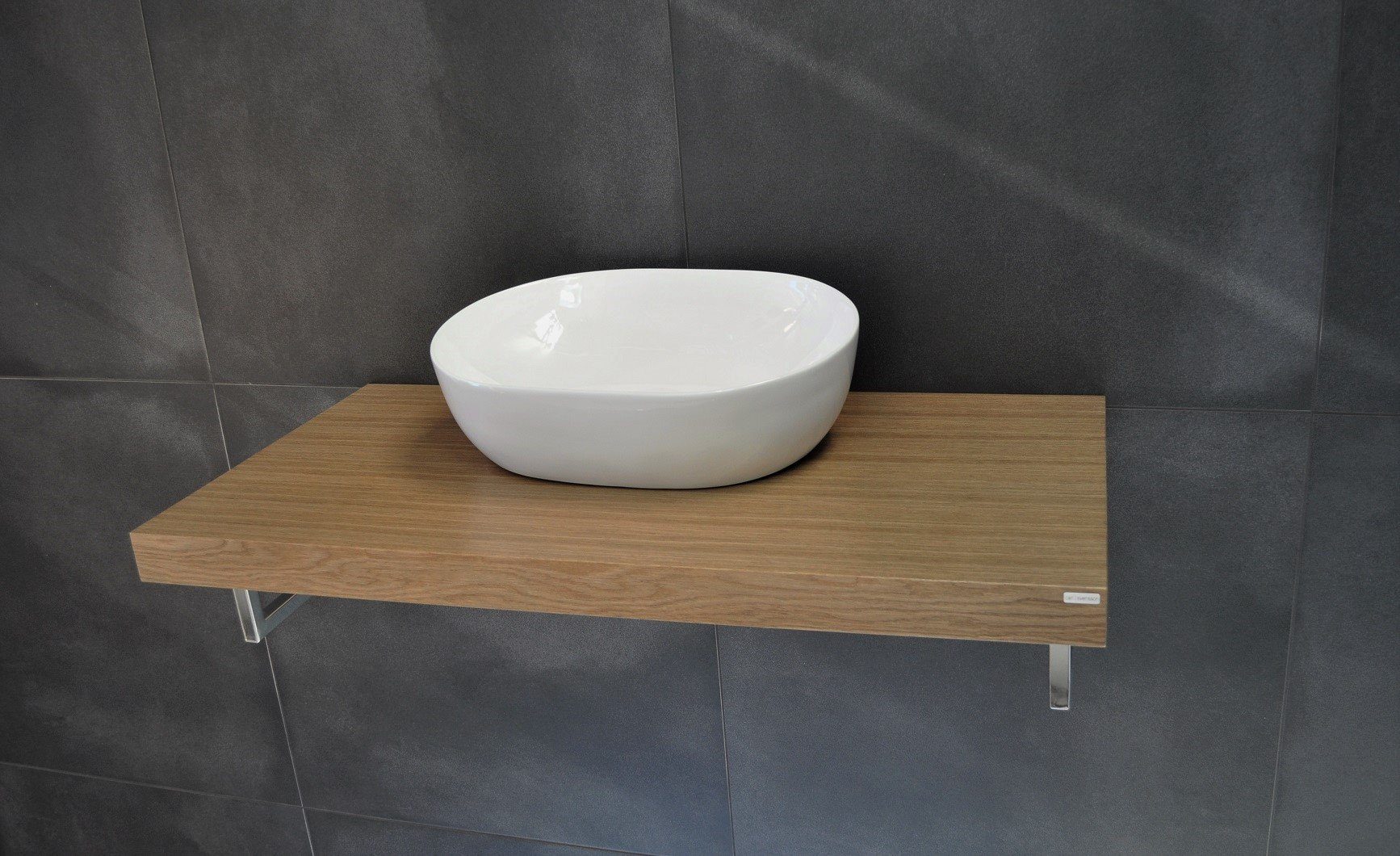 carl svensson Waschtisch Design MN-80H Waschtischplatte Eiche natur inklusive Handtuchhalter