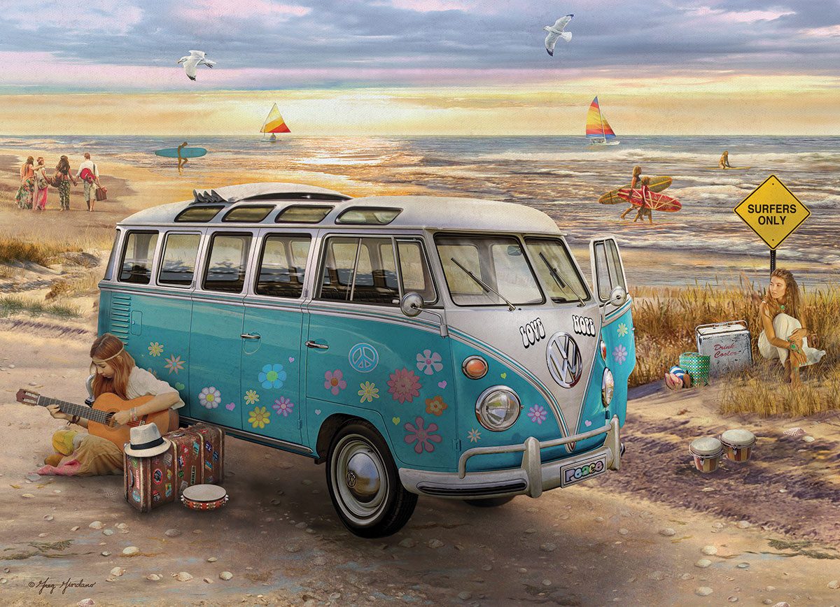 Puzzle 1000 Teile Puzzle - Puzzle - Der Liebe & Frieden VW Bus, Puzzleteile günstig online kaufen