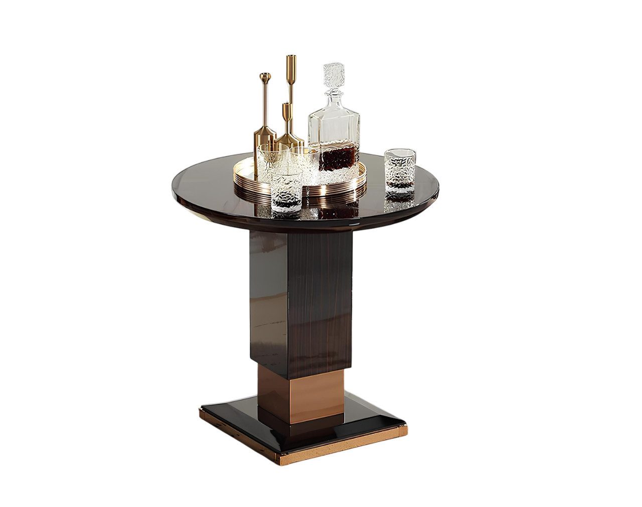 Beistelltisch Brauner Designer-Couchtisch aus Holz in Hochglanzoptik