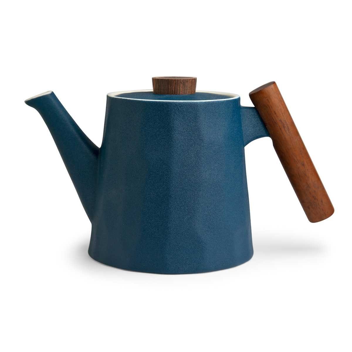TeaLogic Teekanne Blu mit Holzgriff 1,2 L Porzellan, (1-St)