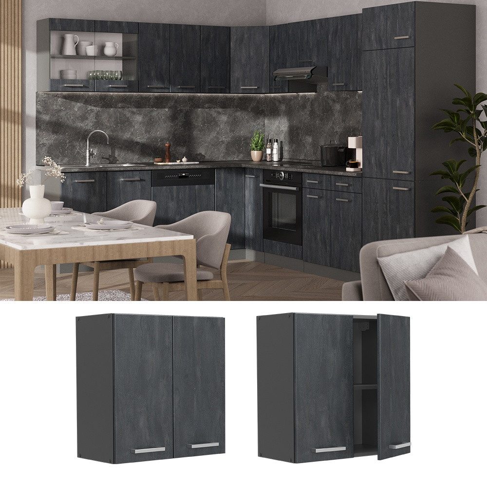 Vicco Hängeschrank R-Line, Schwarz Beton/Anthrazit, 60 cm (1-St)