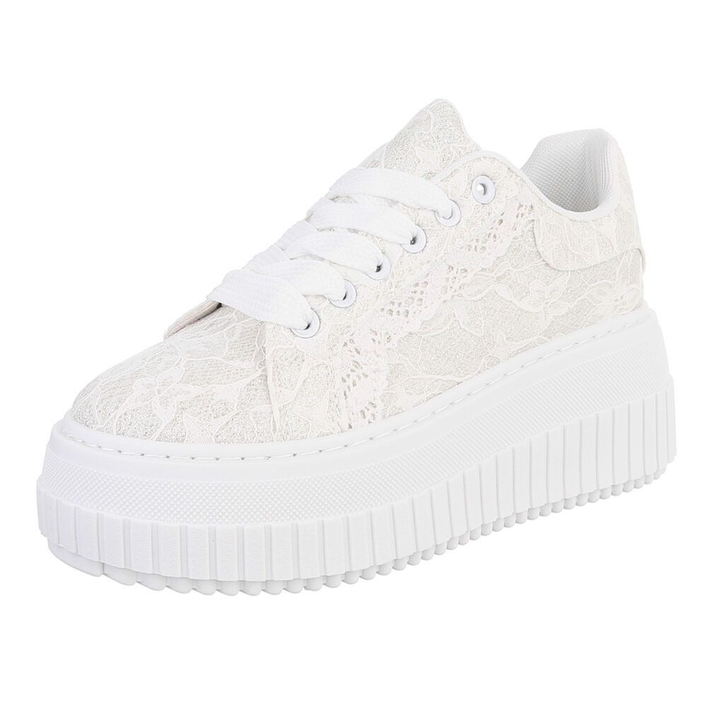 Ital-Design Modischer Sneaker mit Plattform und femininen Details Sneaker (91116849) Keilabsatz/Wedge Sneakers Low in Weiß