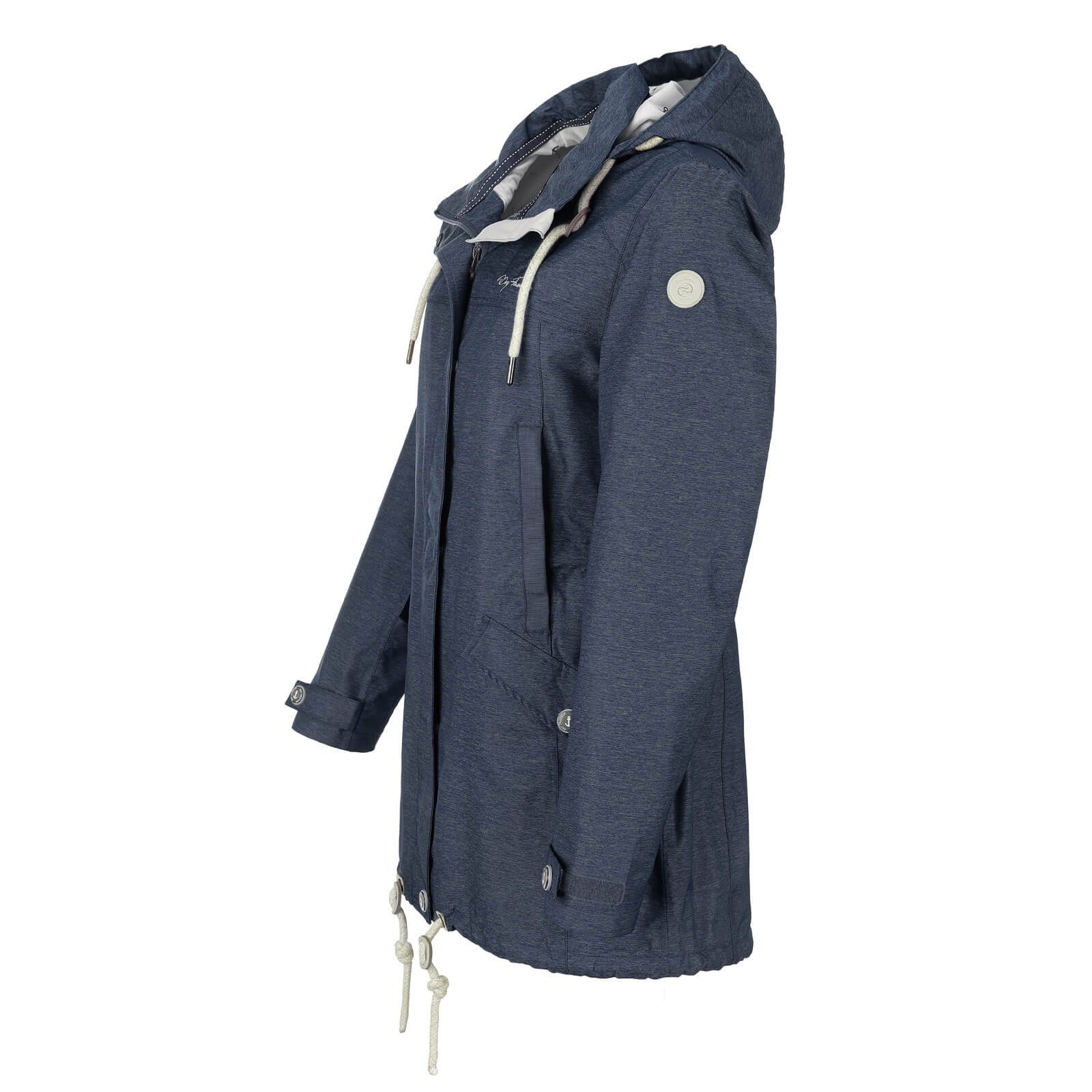 Dry Regenjacke Damen melange Funktionsjacke Fashion Funktionsmantel - Regen-Mantel navy wasserdicht Bansin