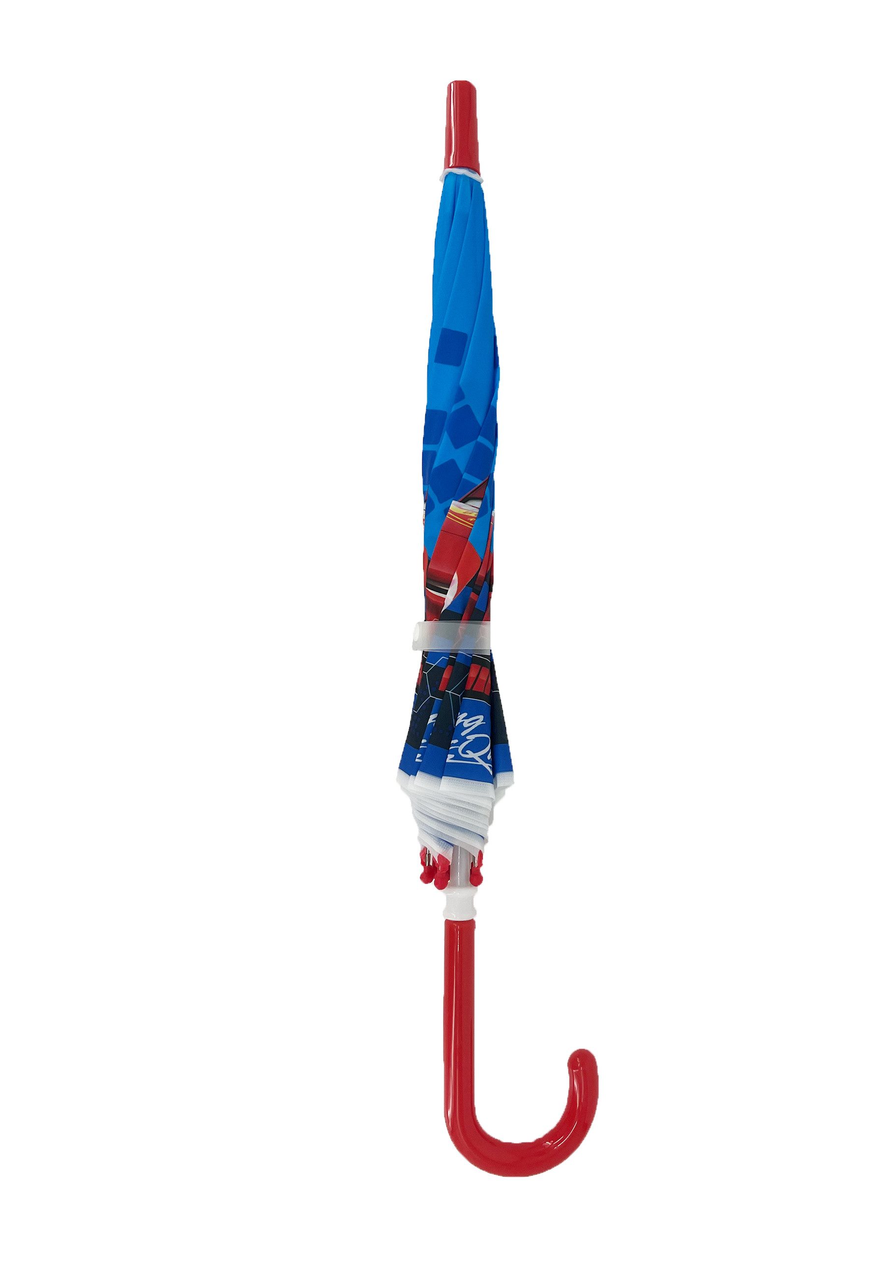 Disney Cars Stockregenschirm Kinder Regenschirm blau mit Lightning McQueen Motiv 65 cm, windfest