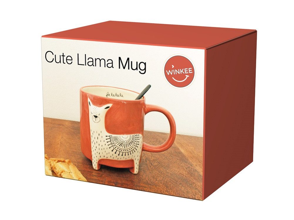 Winkee Becher Animal Hund - Lama - Fuchs Kaffeebecher, Keramik, ca. Ø 9,5 x 10 cm, für 500ml