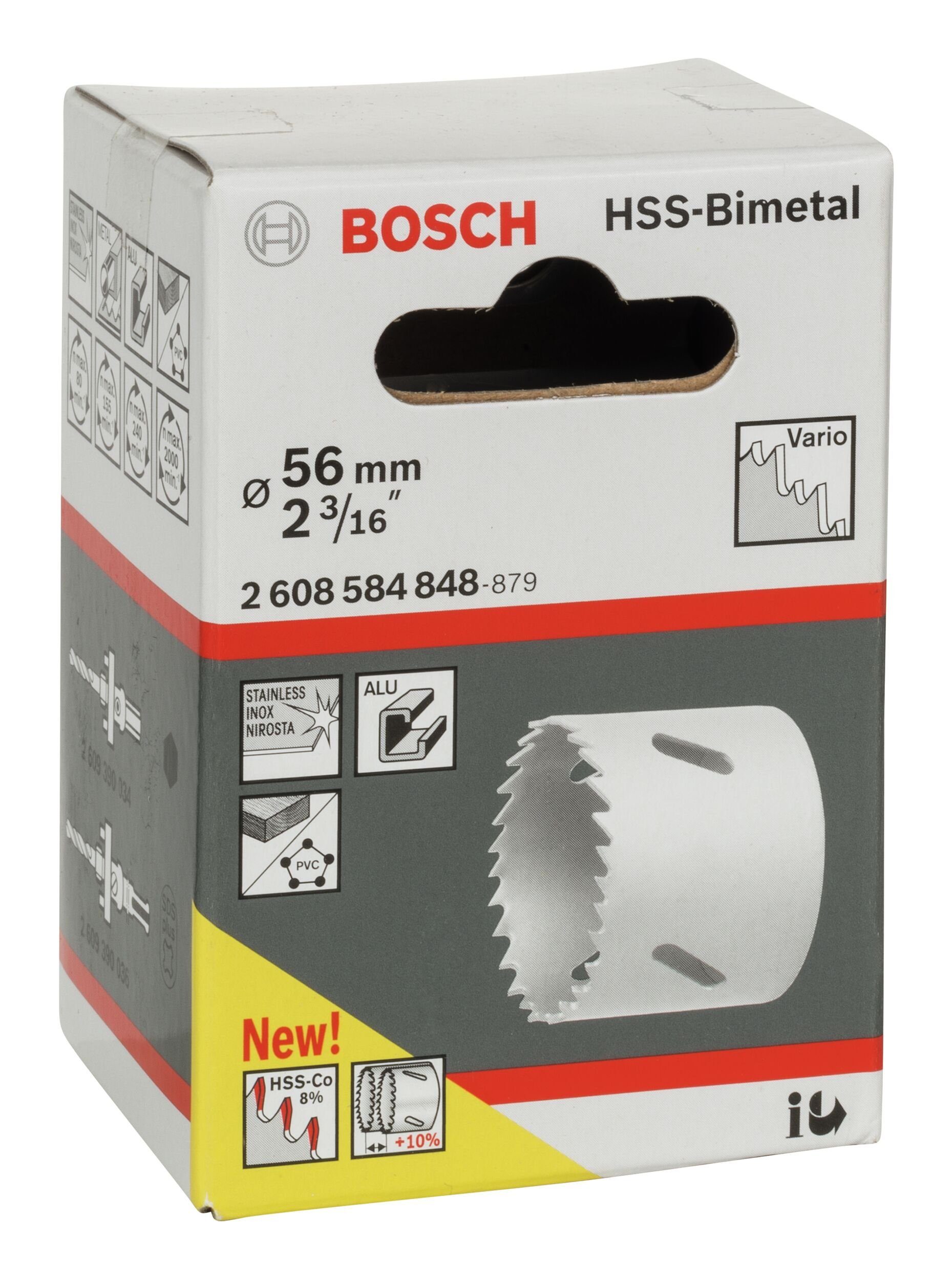 - HSS-Bimetall mm, 3/16" Standardadapter / für BOSCH Ø 56 Lochsäge, 2