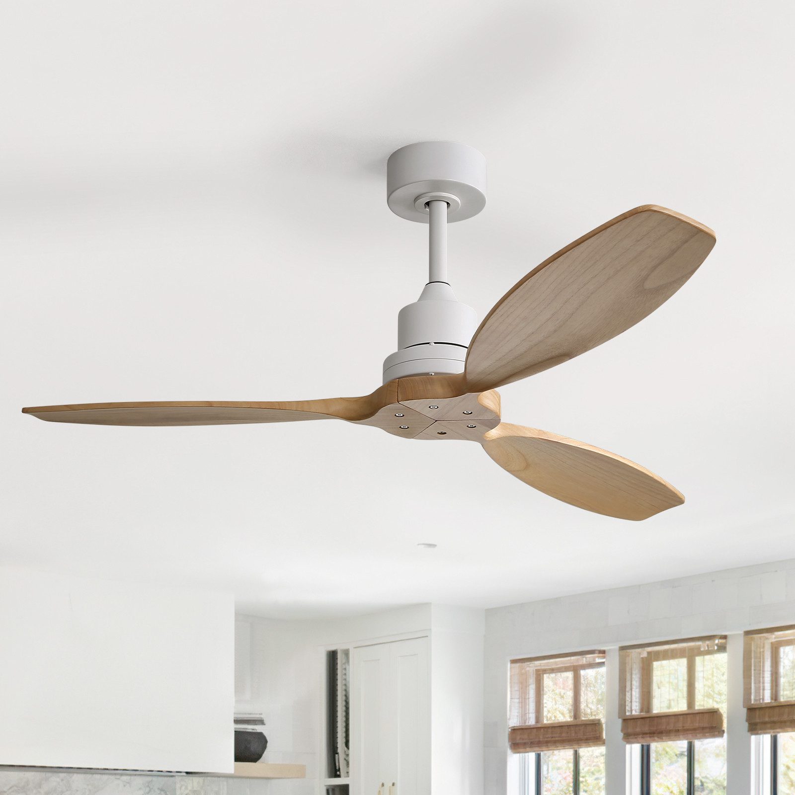Sofucor Deckenventilator mit Massivholzflügeln, ohne Licht, 132cm Deckenlüf günstig online kaufen