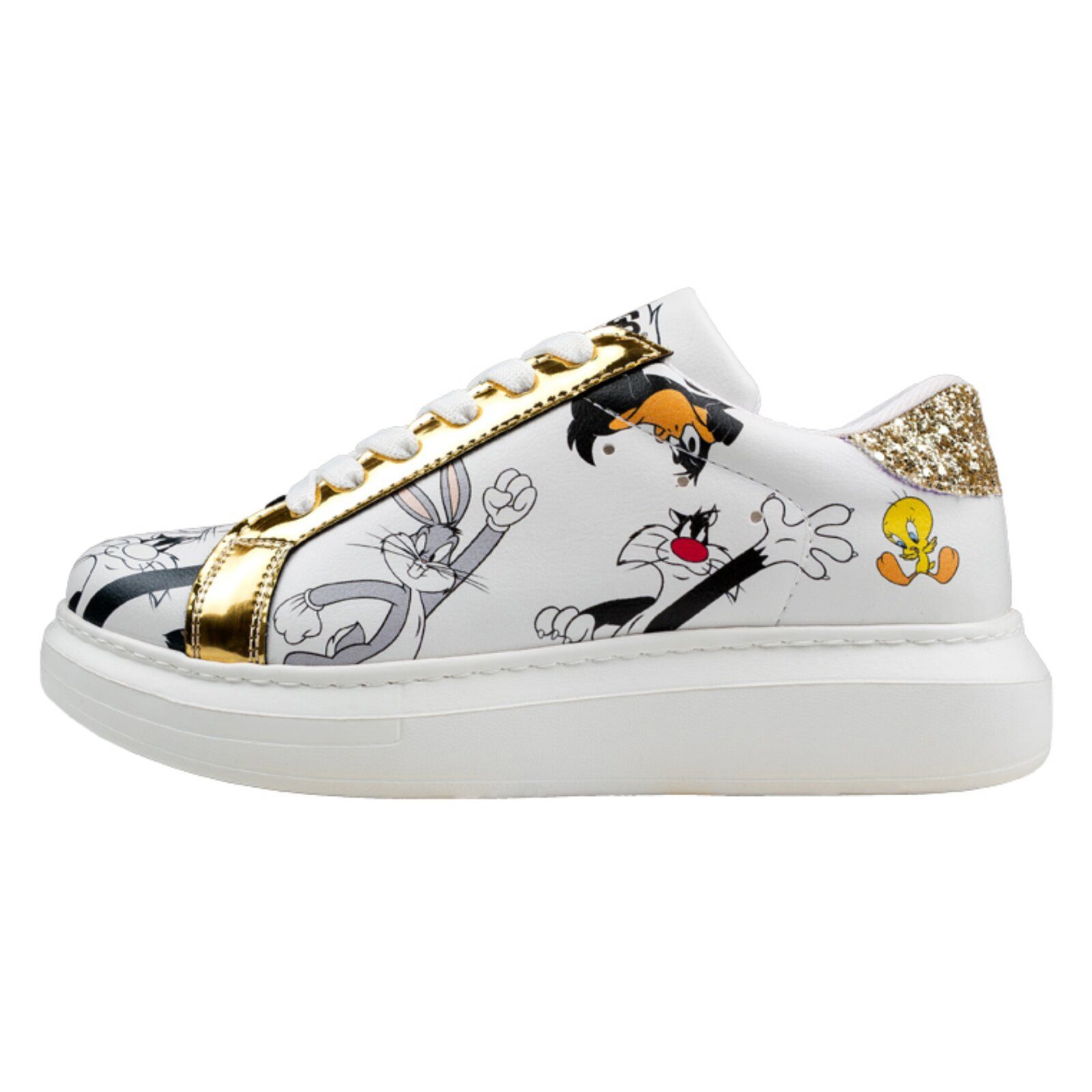 DOGO Verona Low-Top Sneaker Looney Tunes Chasing Tunes Damen Sneaker Sneaker Handgefertigt