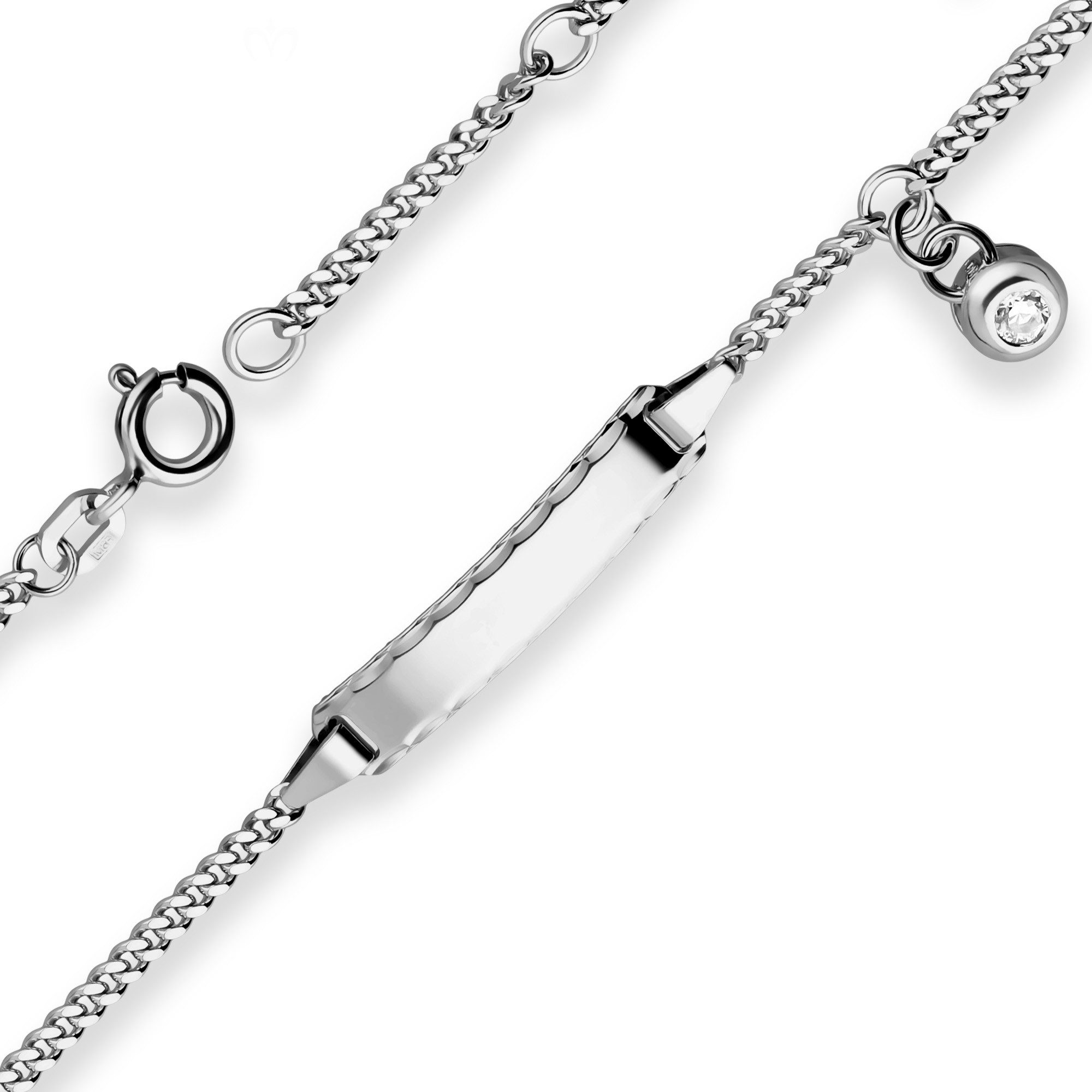 Schmuck Krone Panzerarmband 2,1mm Id-Armband Panzerkette aus 925 Silber rhodiniert 16cm, Silber 925