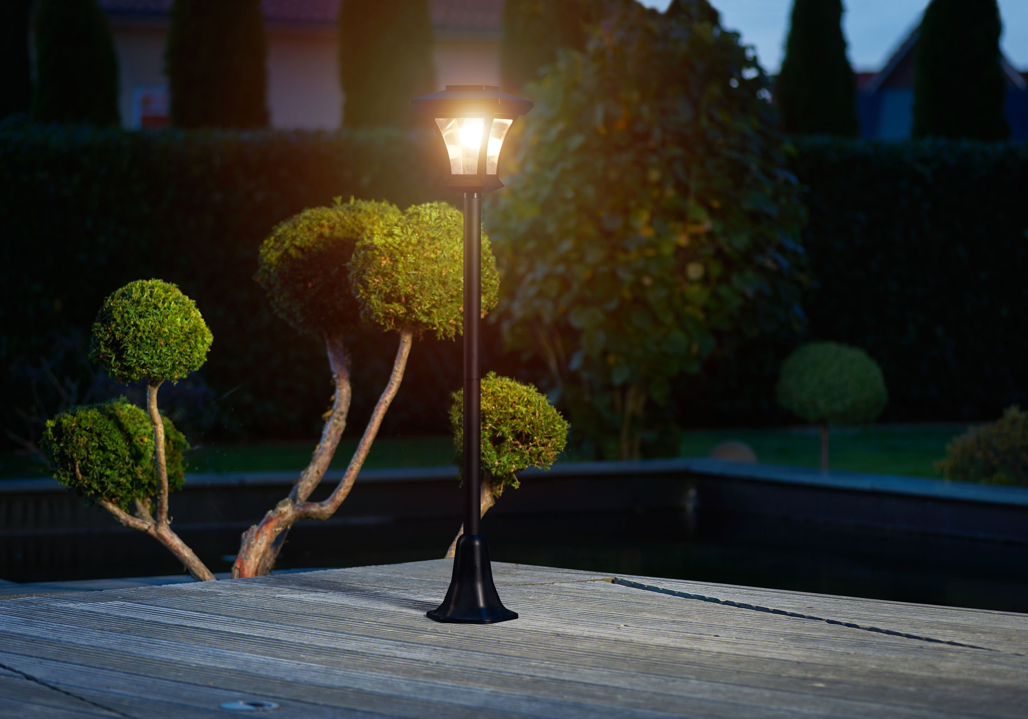 IC Gardenstyle LED Außen-Stehlampe LED Solarlaterne 120 cm -2eer, Tageslichtsensor, LED fest integriert, Warmweiß, Set mit 2 Stück