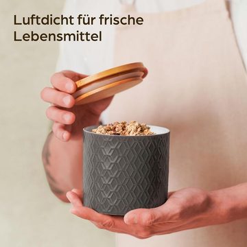 Praknu Vorratsdose Vorratsdosen Mit Deckel Set - Luftdicht Deko Küche Aufbewahrungsbox, Keramik, (Set, 3-tlg), Für Kaffee Aufbewahrung Organisation - Aufbewahrungsdosen Keksdose