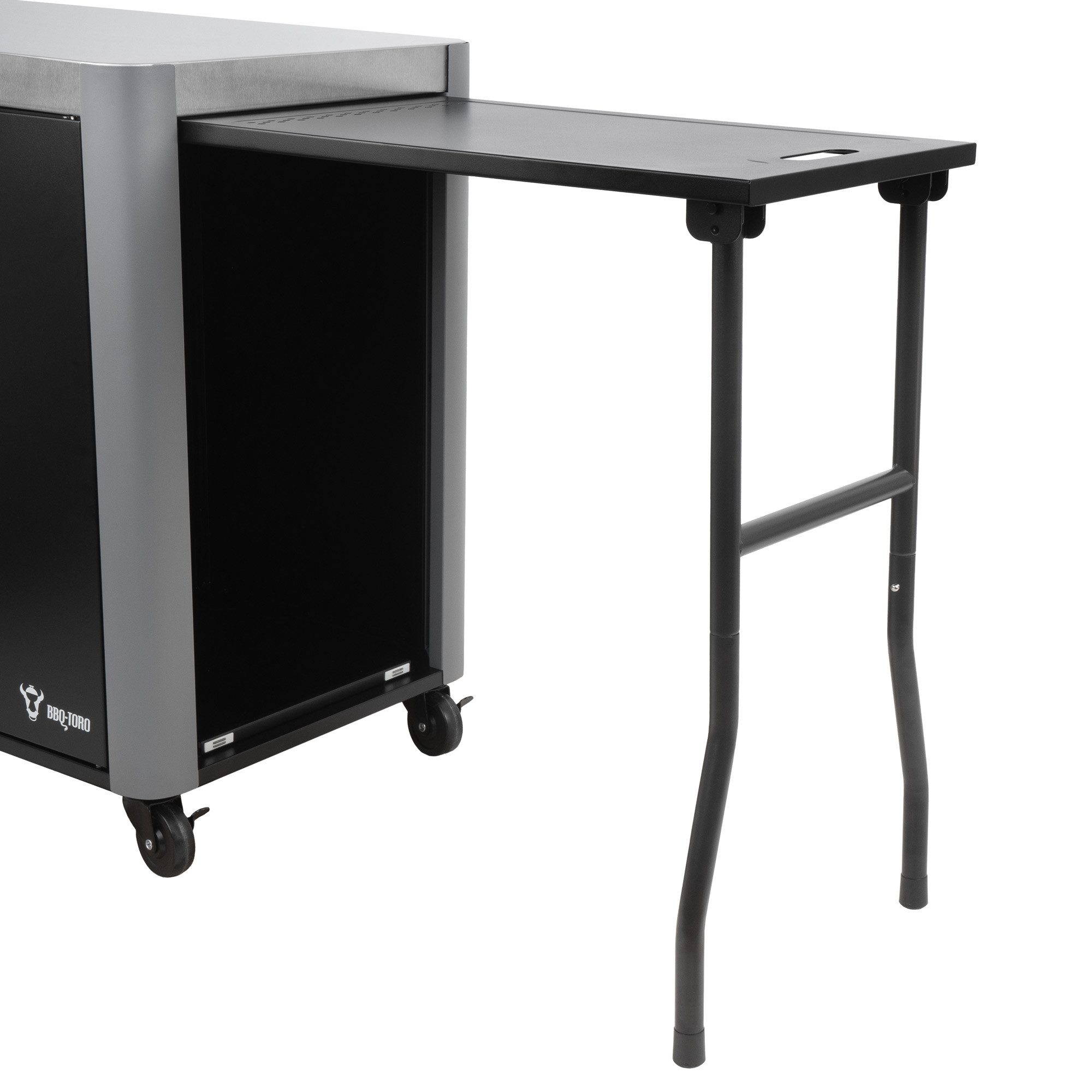 BBQ-Toro Grillablagetisch Grillwagen 95 x 50 x 80 cm, Silber Grilltisch, Grill Beistelltisch (1-St), Vier integrierte Bremsen