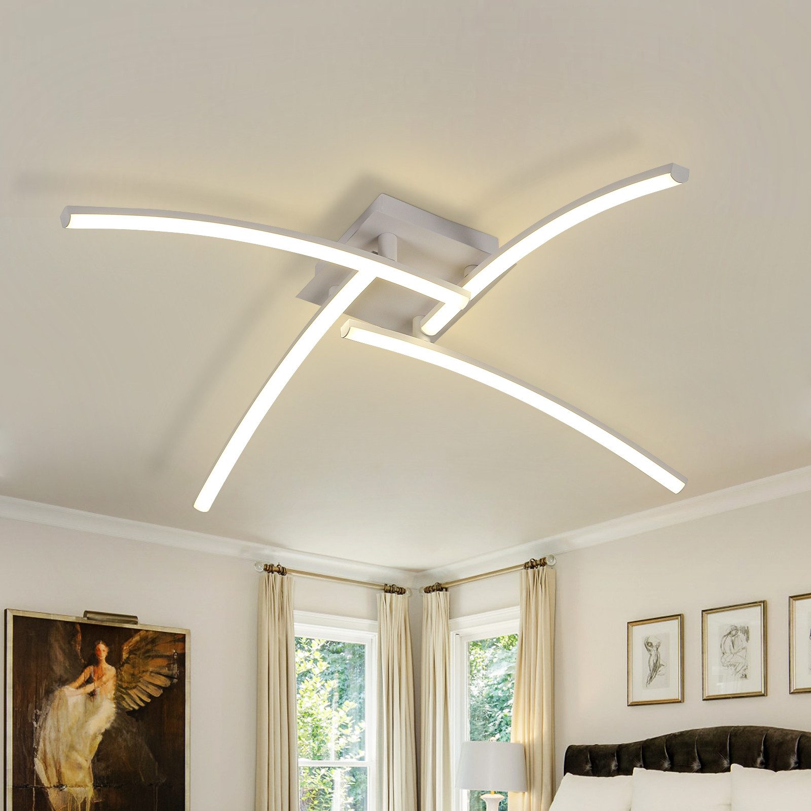 Riserva Deckenleuchten LED Deckenleuchte 24W 4000K Weiß modern 4-Balken 60x60 cm