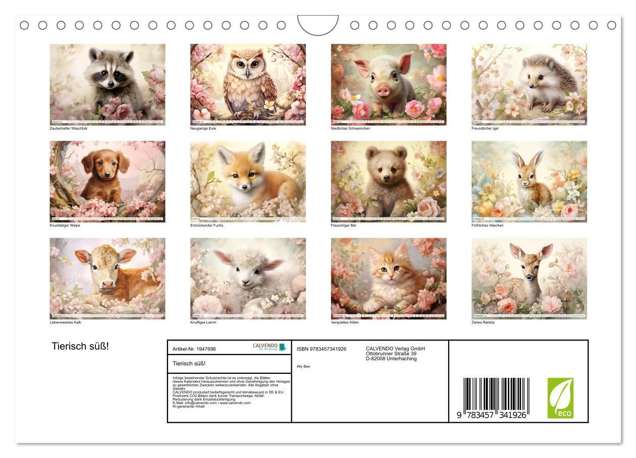 Thumbnail - CALVENDO Wandkalender Tierisch süß! (Wandkalender 2026 DIN A4 quer), CALVENDO Monatskalender