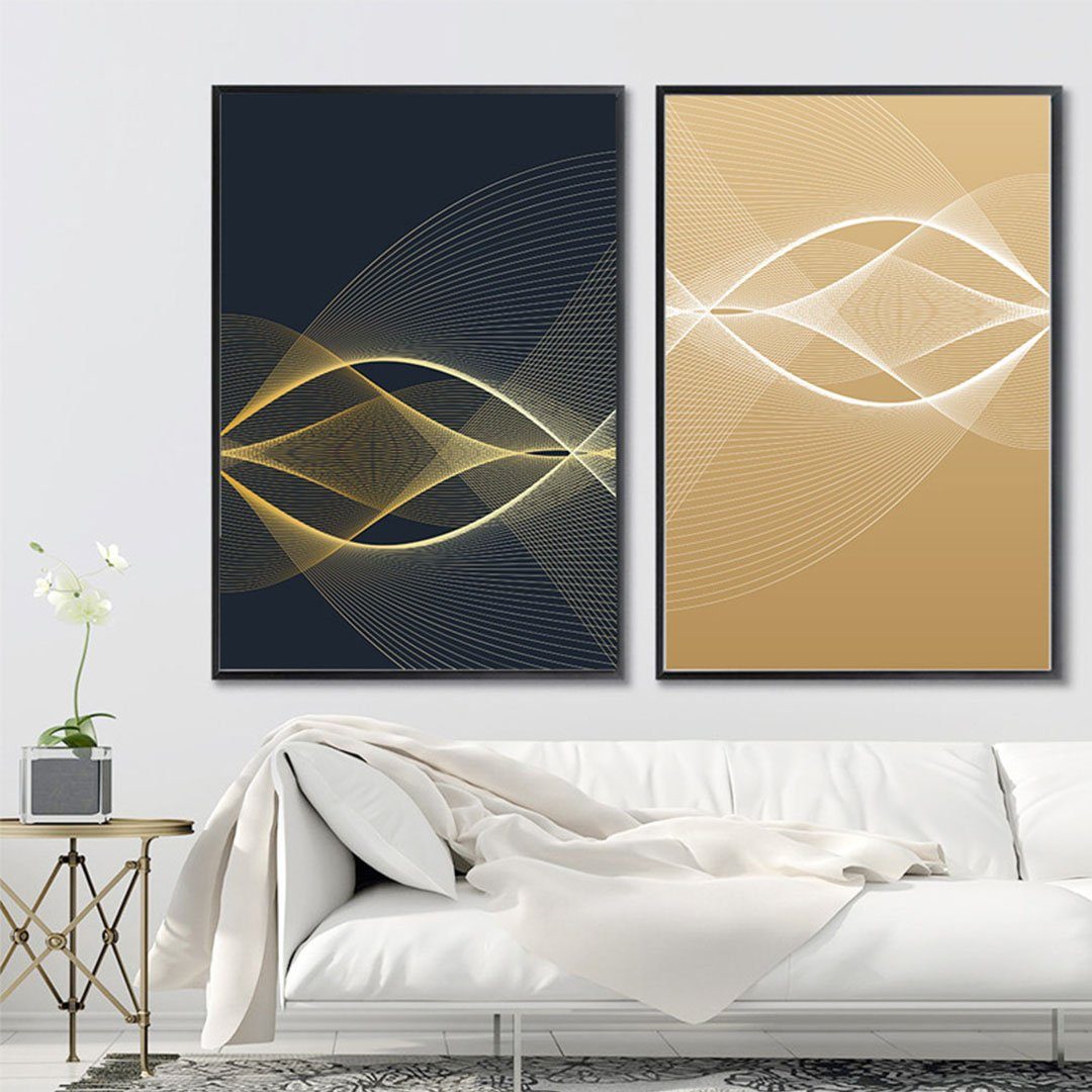 einfacher Mode-Goldlinien-Zeichnungskern, Bildkern Kunstdruck L.Ru (2 Dekoration abstrakter Wohnzimmer UG St), Moderner Schlafzimmer Malerei