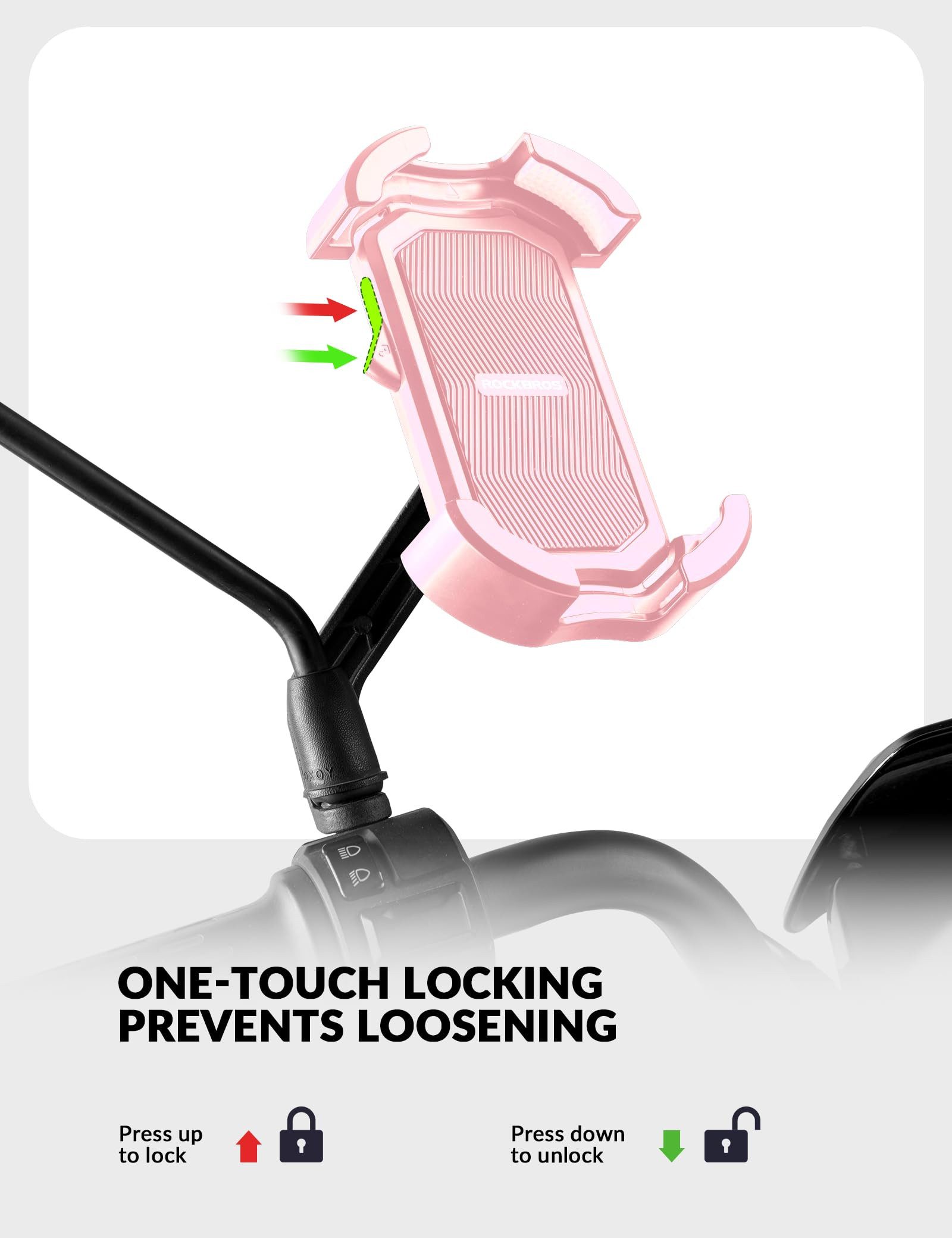 ROCKBROS Handy-Halterung Handyhalterung 360° Drehbar Universal Handy Halterung, (bis 7 Zoll, 1-tlg., Fahrrad Handyhalter Motorrad für 4,7-7,0 Zoll Smartphone)