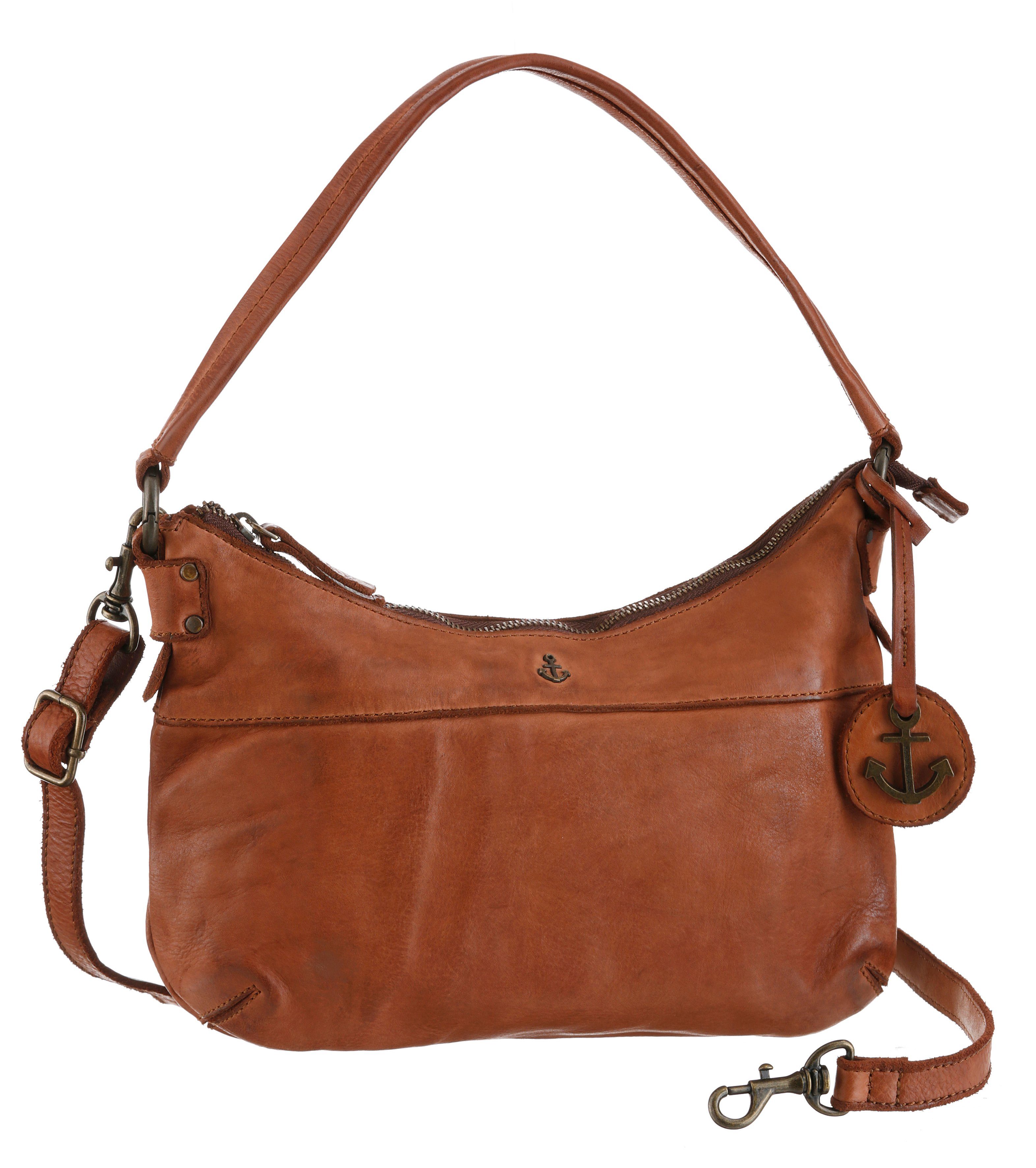 cognac und Mara, mit Schmuckanhänger 2nd Marken-Anker-Label Schultertasche charming typischen HARBOUR