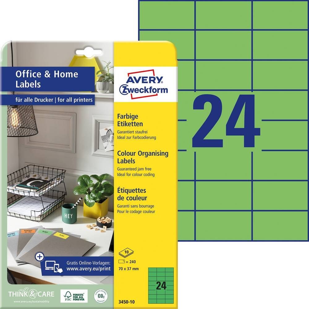 Avery Zweckform Etikett »Avery Zweckform Farbige Etiketten, Home Office ...
