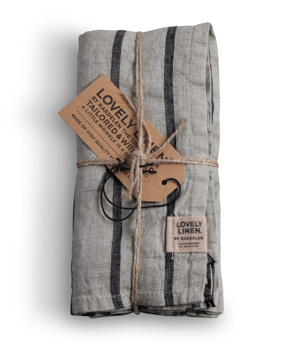 Lovely Linen Stoffserviette Linen Stripe Serviette Leinen black (1 Stück)