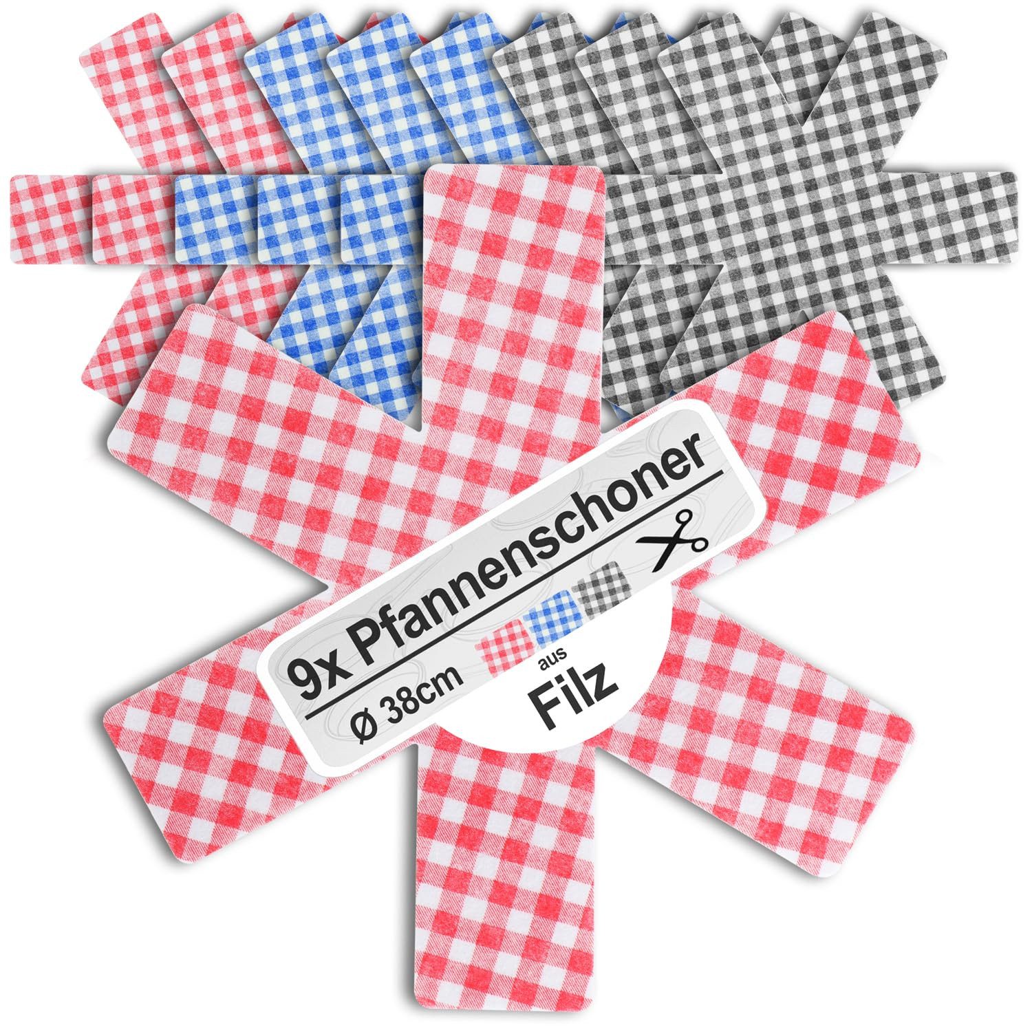 com-four Pfannenschoner Pfannenschutz aus Filz, Pfannenschoner zum Schutz vor Kratzern, 9-tlg.