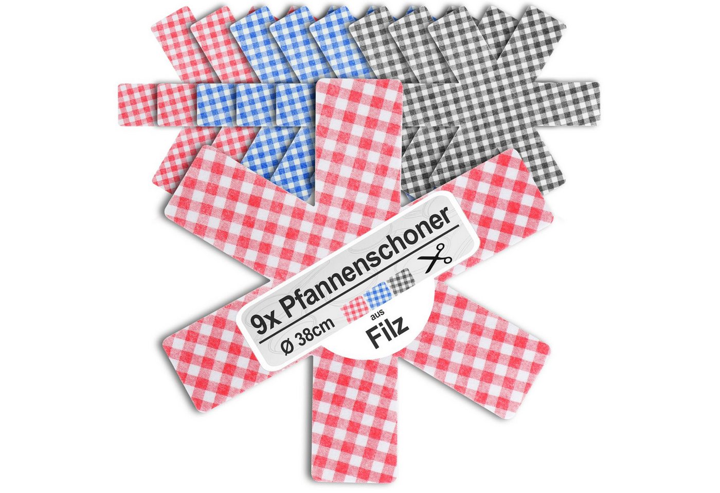 com-four Pfannenschoner Pfannenschutz aus Filz, Pfannenschoner zum Schutz vor Kratzern, 9-tlg.