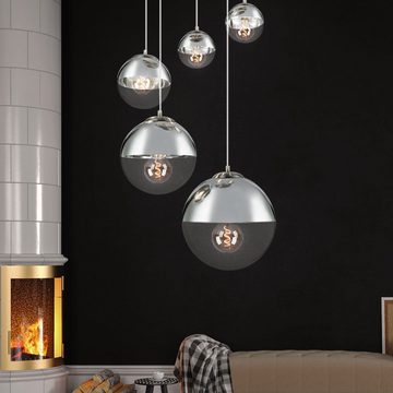 Globo Kugelleuchte, Leuchtmittel nicht inklusive, Design Decken Pendel Leuchte Glas Kugel Strahler chrom Wohn Zimmer