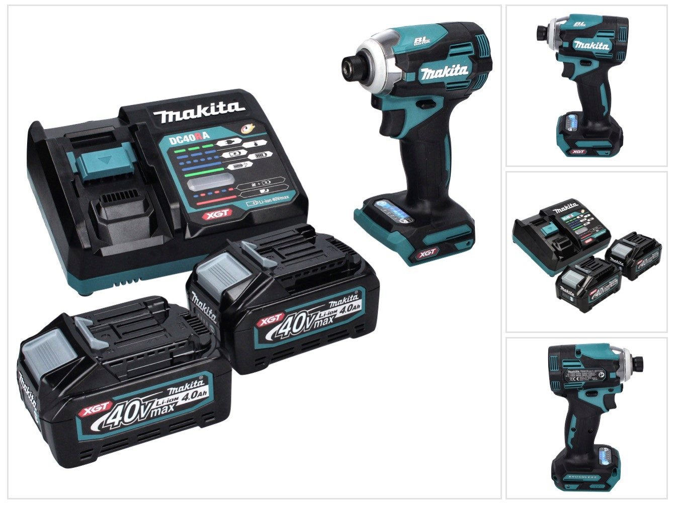 Makita Akku-Schlagschrauber TD 001 GM2 40 V 220 Nm 1/4" XGT Brushless + 2x Akku 4,0 Ah + Ladegerät