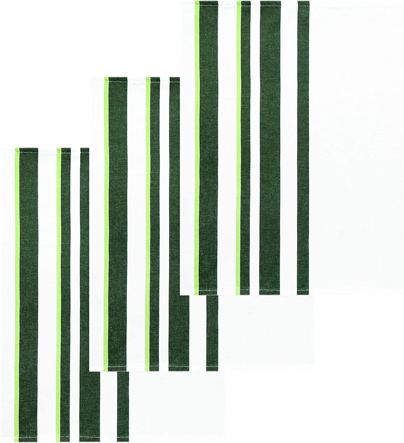 Lashuma Handtuch Set, (Set, 3-tlg), Wischtücher flauschig 50x70 cm grün gestreift Jäger Grün
