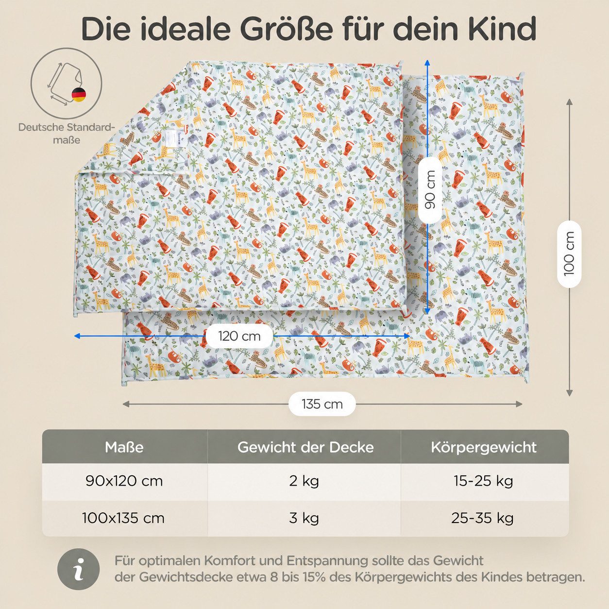 Lunova Gewichtsdecke für Kinder, Füllung: hypoallergene Glasperlen, Therapiedecke, waschbar, OEKO-TEX Baumwolle, 2-4 kg Gewicht – Bild 4 von 5