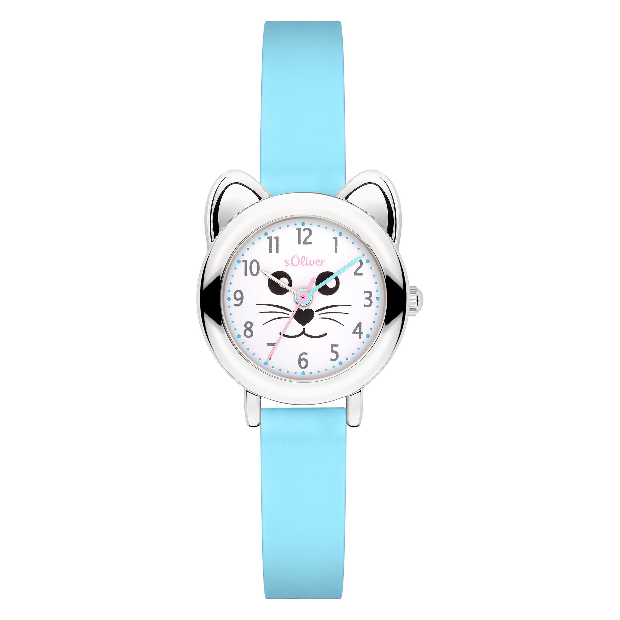 s.Oliver The Cat SO-4516-PQ, Armbanduhr, Silikonarmband, Kinderuhr, Mädchen, analog