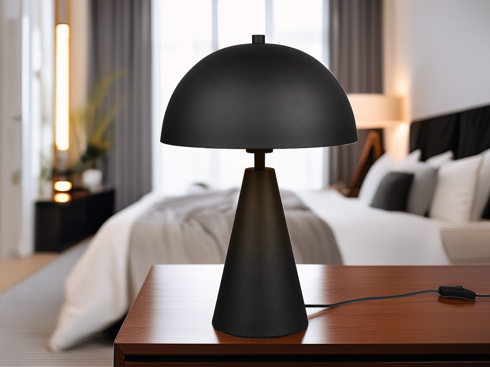 TRIO Leuchten LED Nachttischlampe, Dimmfunktion, LED wechselbar, Warmweiß, Große Pilz-lampe, indirekte Beleuchtung für die Fensterbank, Höhe 43cm