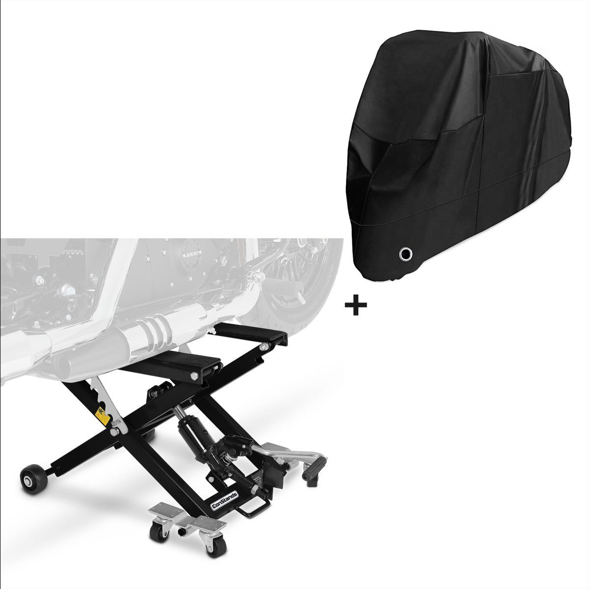 ConStands Motorradheber Hebebühne XLB + Abdeckplane XXXXL für Indian Chieftain Elite 18-20