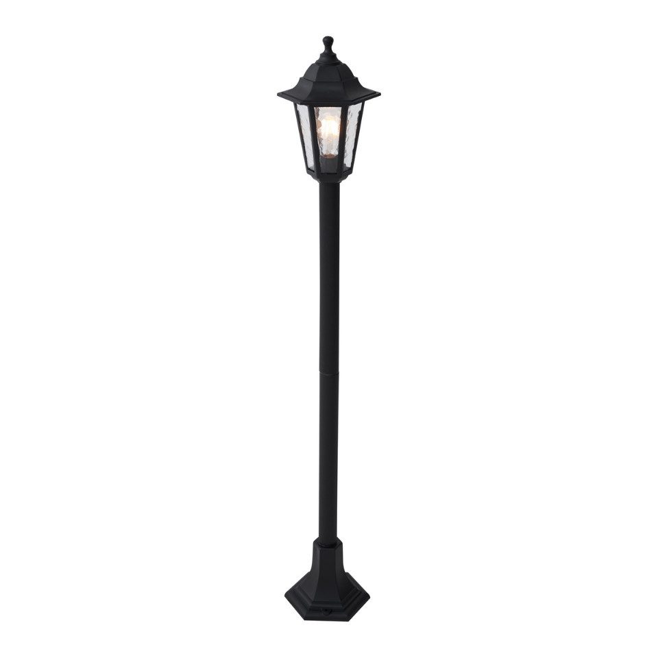 Qazqa Außen-Stehlampe New haven hammered, ohne Leuchtmittel, E27, Schwarz, Klassisch / Antik, Kunststoff, 1-flammig