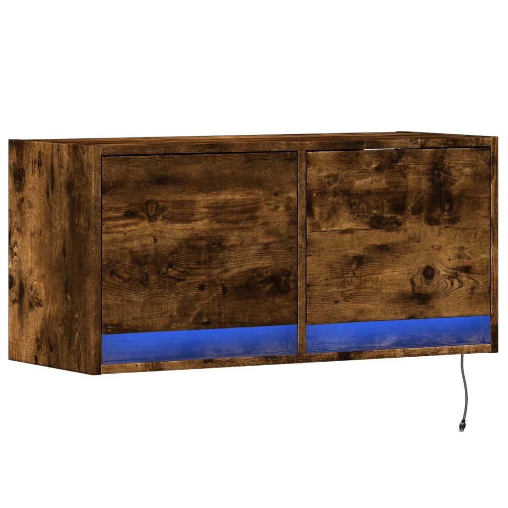 vidaXL TV-Wand TV-Wandschrank mit LED-Beleuchtung Räuchereiche günstig online kaufen
