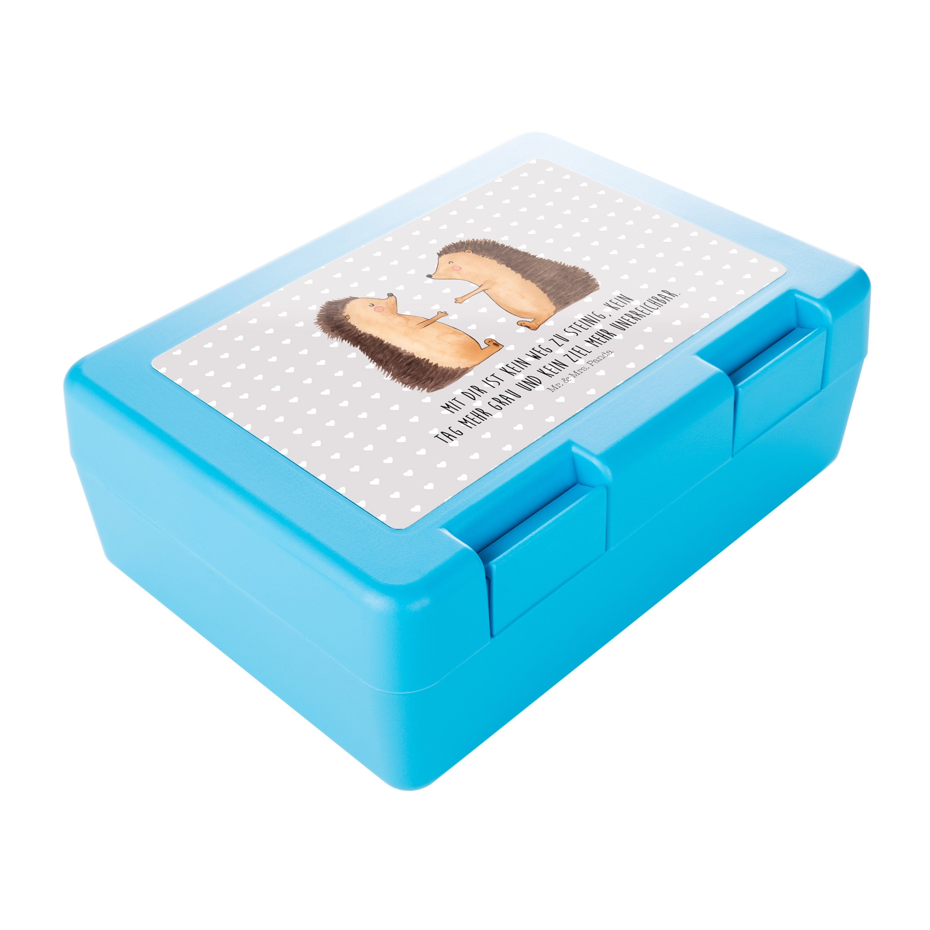 Liebe - Pastell Premium Brotzeitbox, Mr. Kunststoff, Panda - (1-tlg) Partner, Butterdose Mrs. Grau & Igel Geschenk, Brotbox,