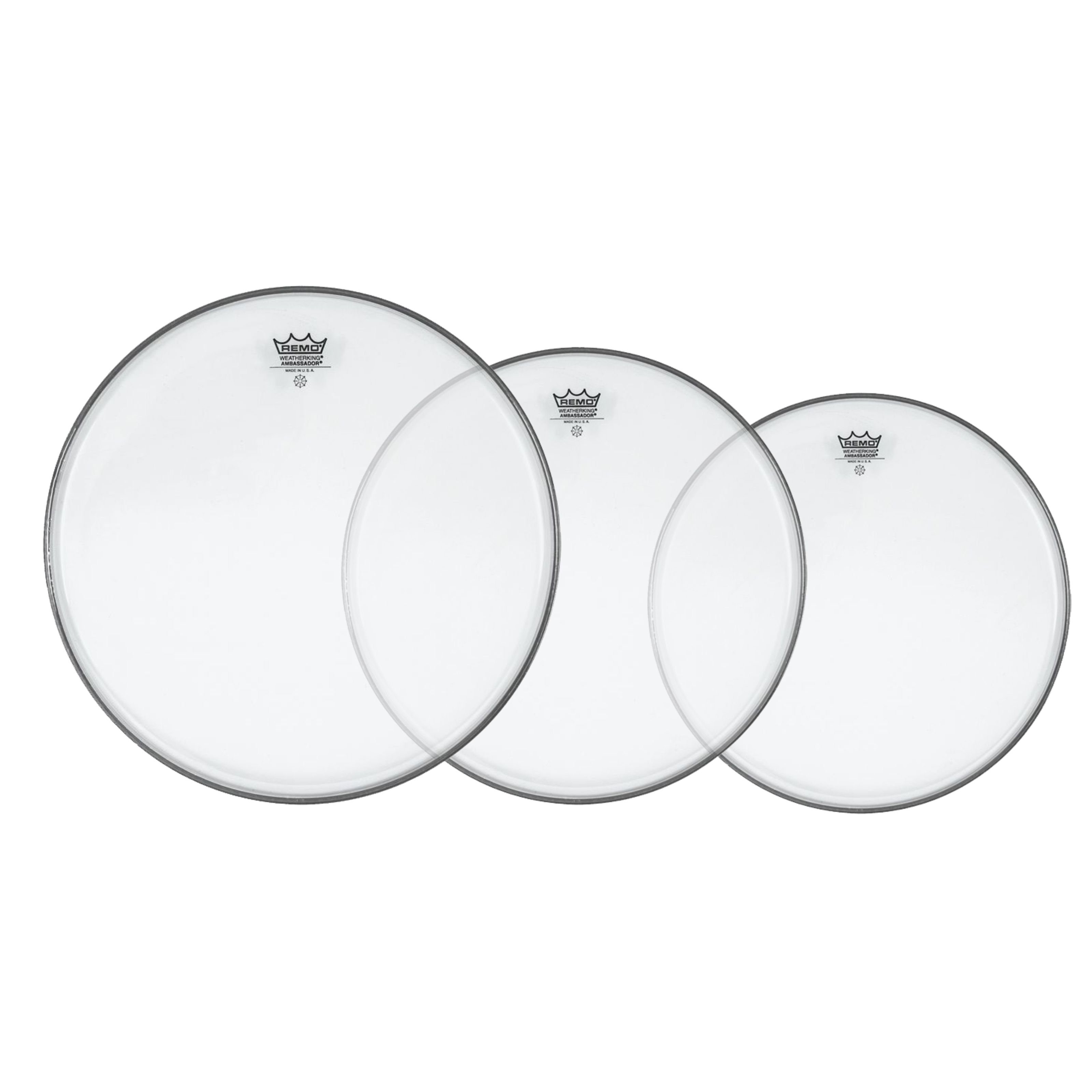 Remo Schlagzeug,FellSet Ambassador clear Standard: 12"13"16", Felle, Fell Sets, FellSet Ambassador, clear, Standard: 12",13",16" - Schalgzeugfellset