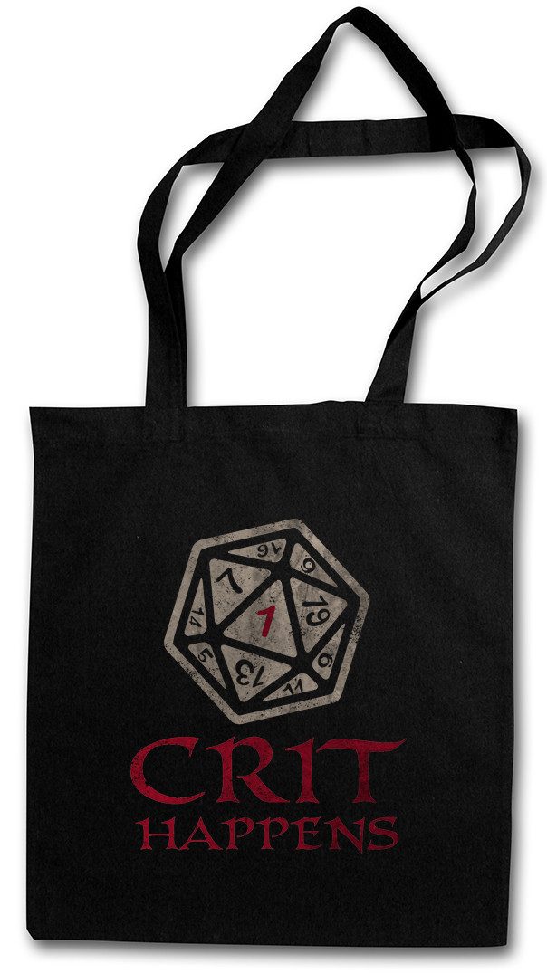 Urban Backwoods Beuteltasche Crit Happens Stofftasche Dungeons RPG Roleplay Dragons Online 80s (1-tlg), Rollenspiel Nerd Gamer Würfel