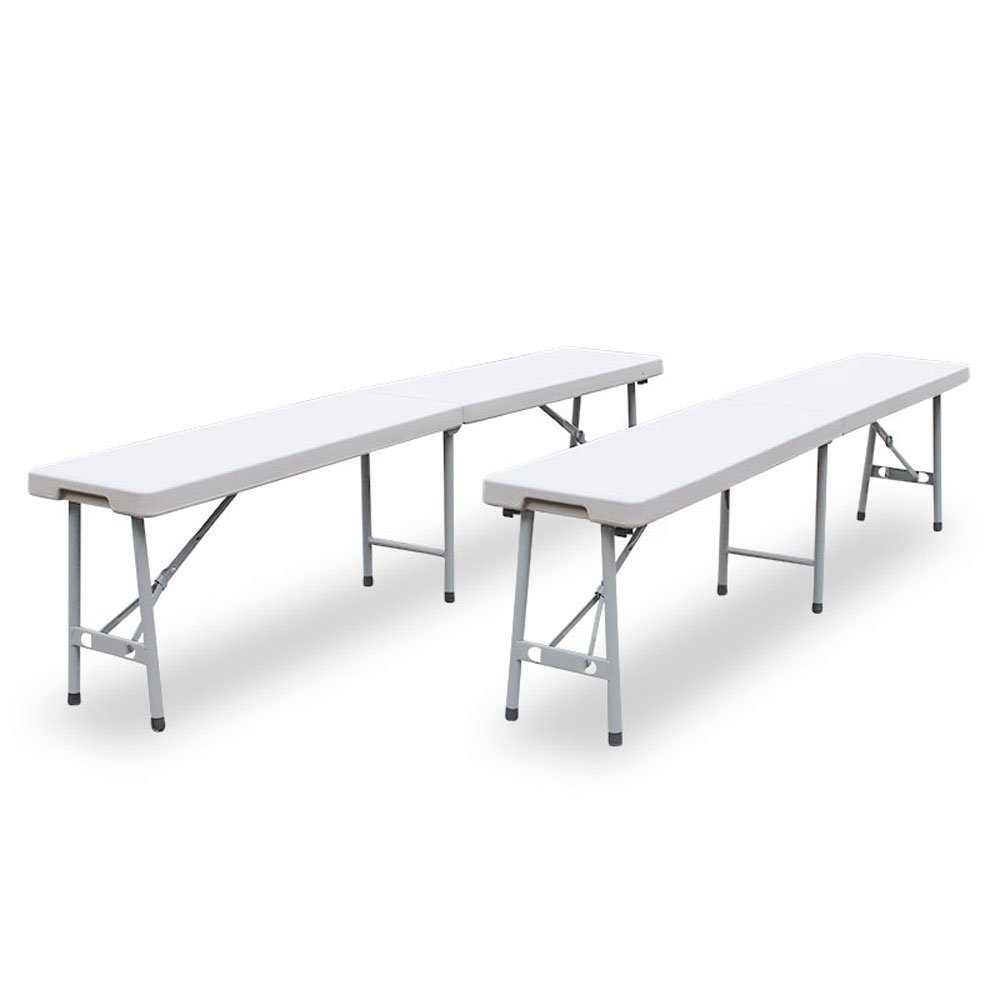 SVITA Bierzeltgarnitur Buffettisch mit Bänken weiß 180cm (3er Set), (Set, 3-tlg., Tisch mit 2 Bänken 3-tlg), Tragbar, klappbar, pflegeleicht