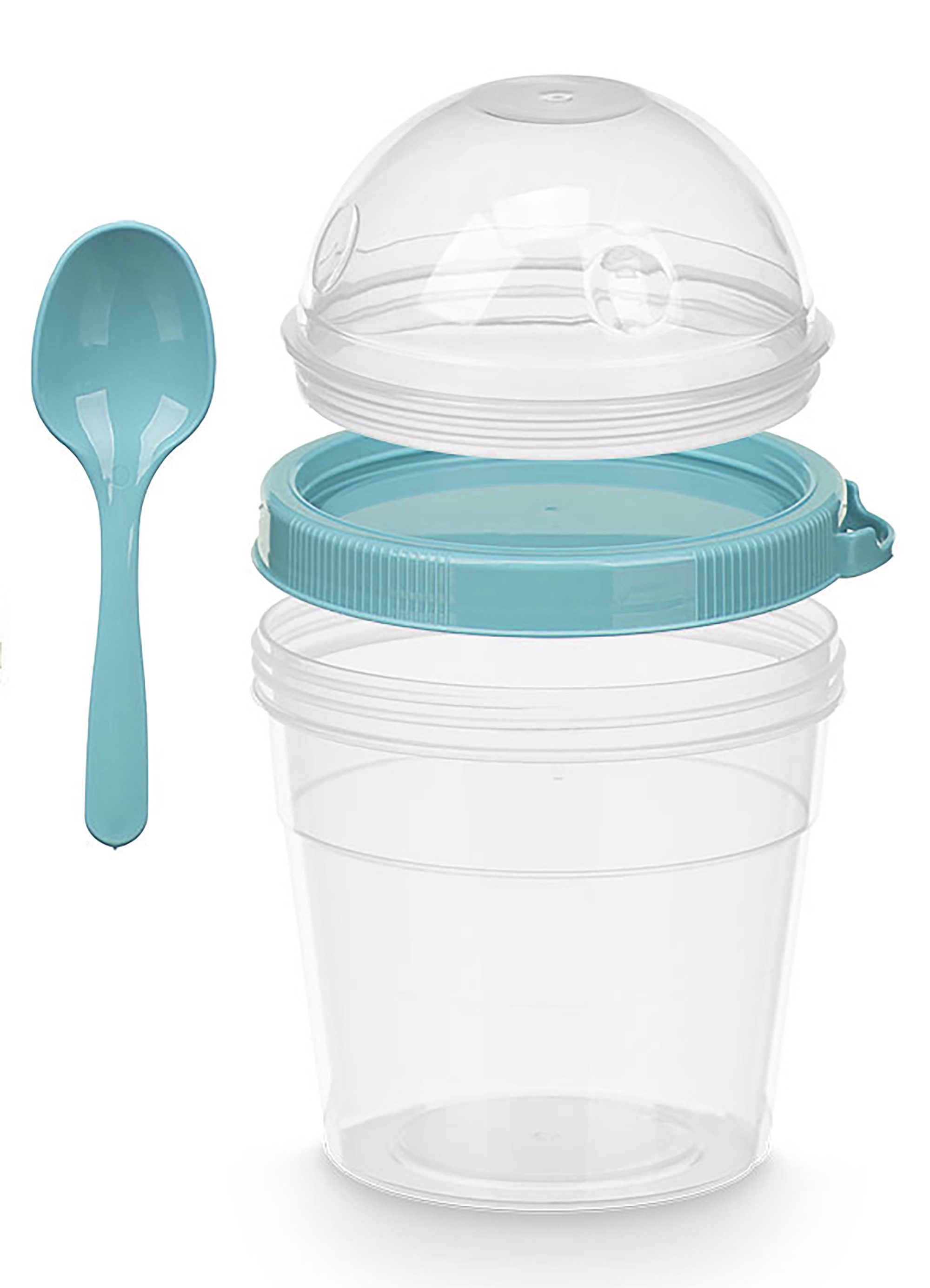 Müslibox MÜSLIBECHER + Löffel Deckel 500ml Müsli Früchtebecher 80 (Türkis)