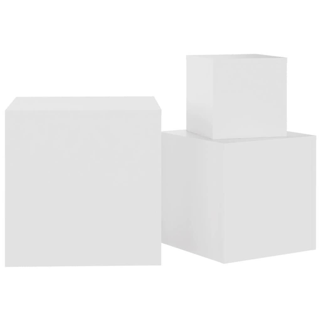 furnicato Beistelltisch Holzwerkstoff (3-St) 3-tlg. Beistelltische Weiß
