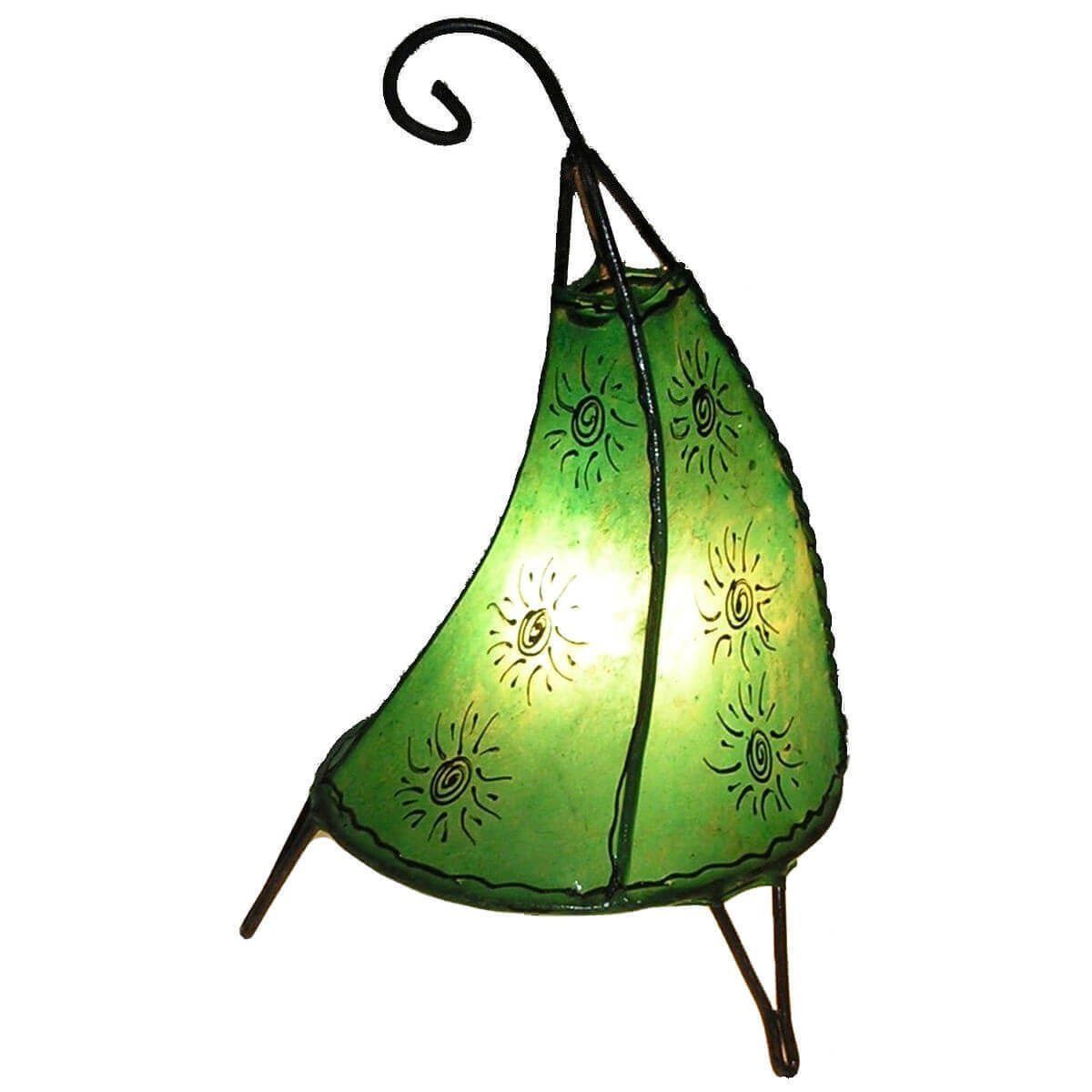 Lederlampe marokkanische Warmweiß, Stehlampe Tissir Grün Leuchtmittel, Ambilight, Sonne 36 cm, SIMANDRA ohne