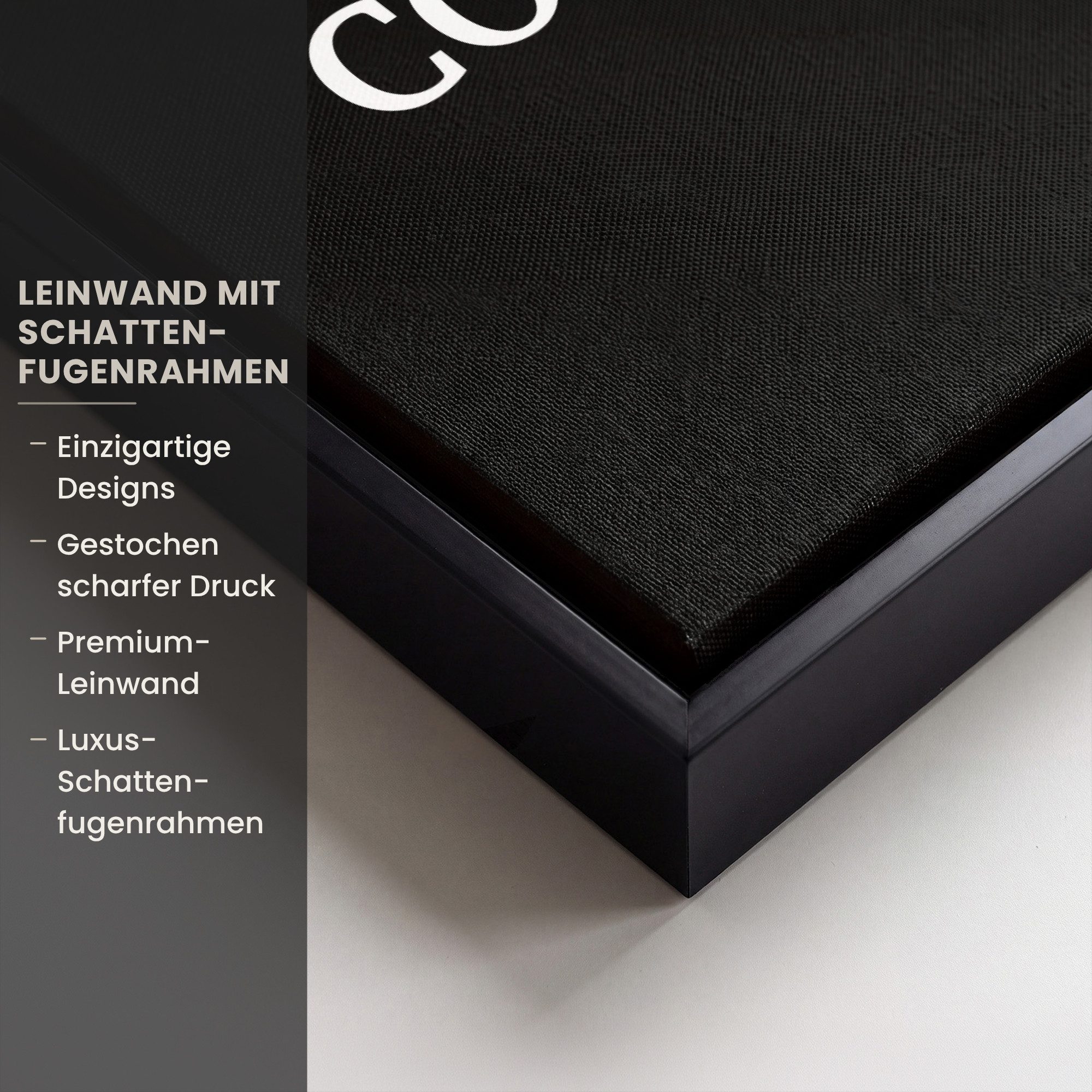 OneMillionCanvasses® Leinwandbild mit Rahmen - Zitate - Briefe - Kaffee - Schwarz, Fotodruck (1 St), Deko für Wohnzimmer Schlafzimmer Küche 20x30cm – Bild 3 von 5