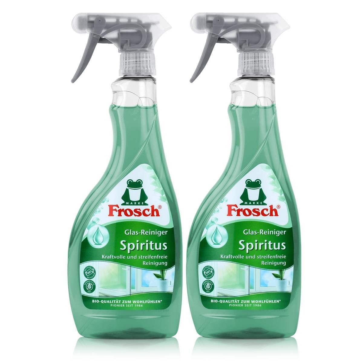 2x Frosch Spiritus Glas-Reiniger Sprühflasche 500 ml Glasreiniger
