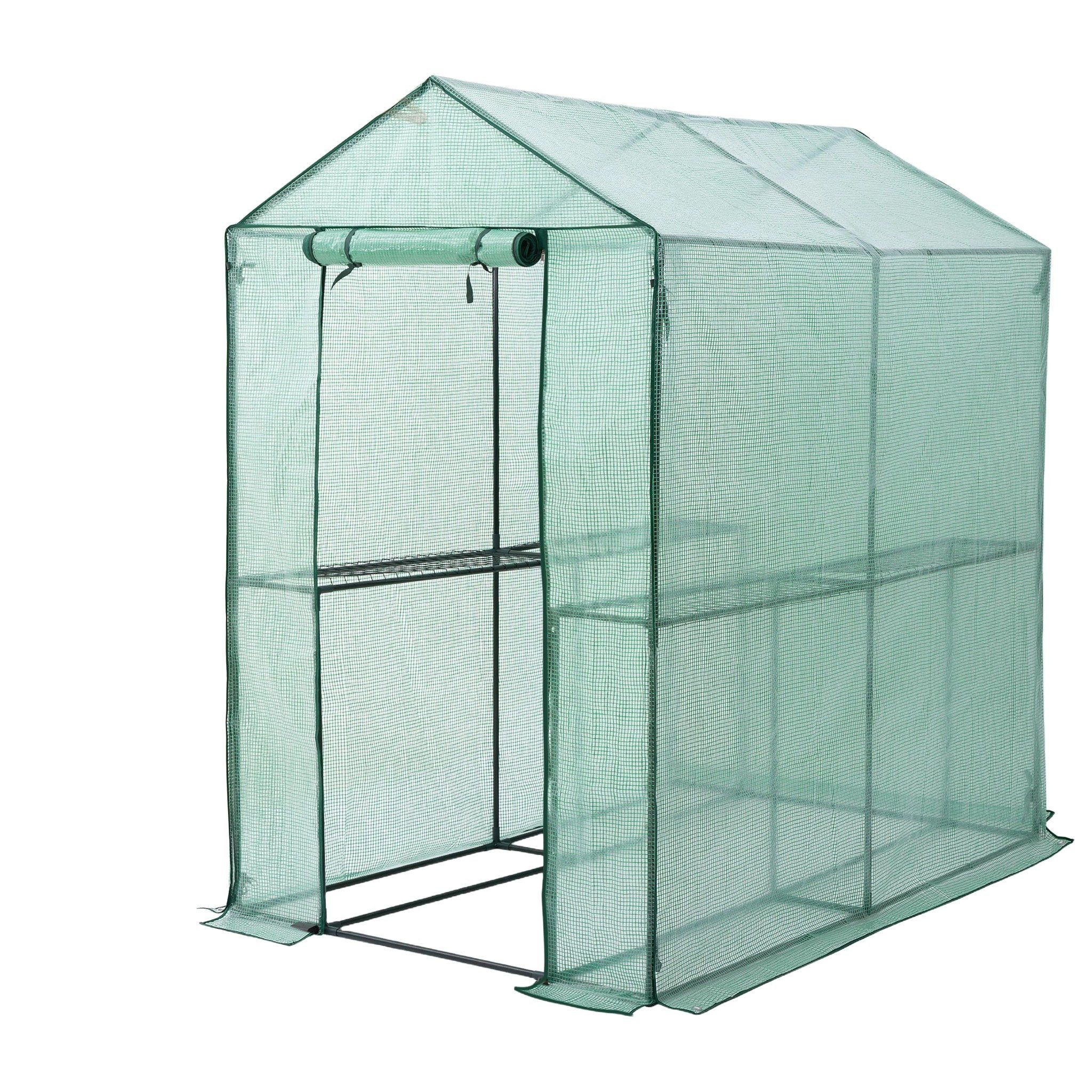 Gardebruk Gewächshaus, Foliengewächshaus 2,23m² 4 Ablagen aufrollbare Tür Treibhaus