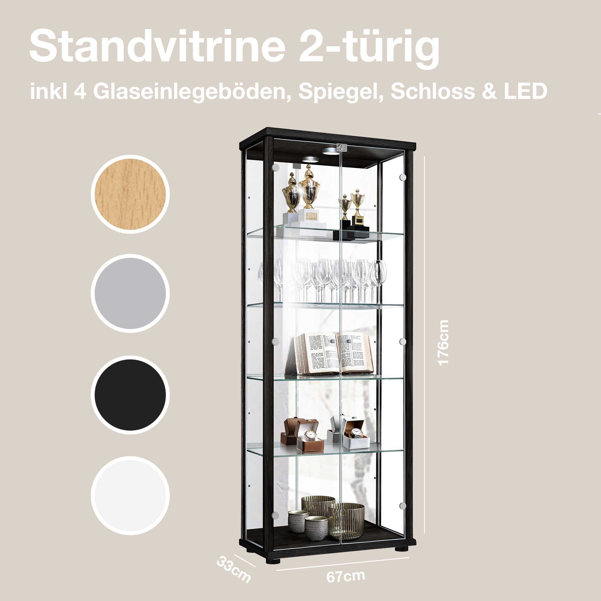 K-Möbel Glasvitrine C1084 (Glasvitrine (176x67x33 cm) günstig online kaufen